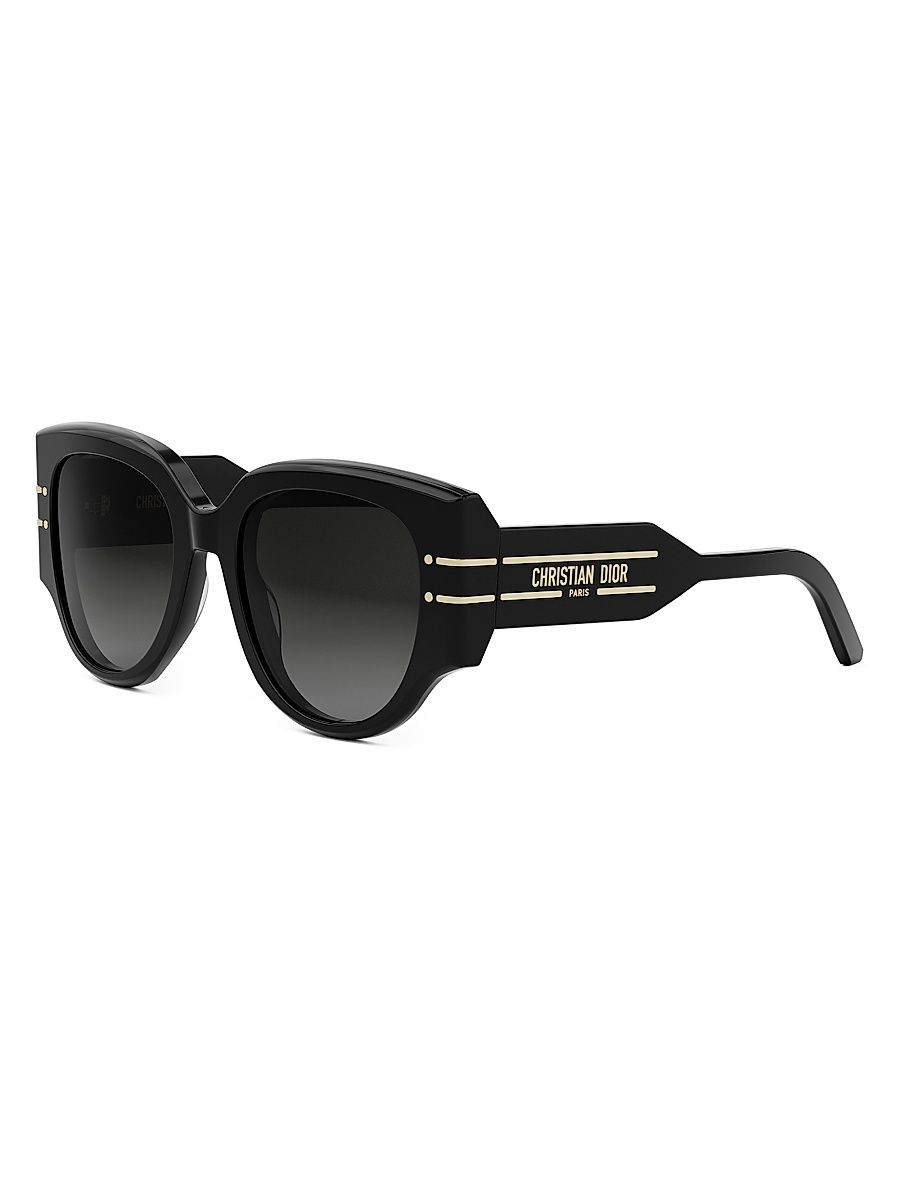 Women's DiorSignature R2I 53MM Butterfly Sunglasses - Black Gold Black