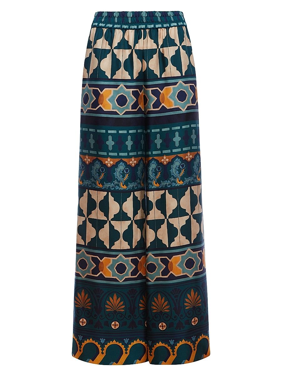 Women's Palazzo Pants - Casareale Placee Emerald - Size XXS