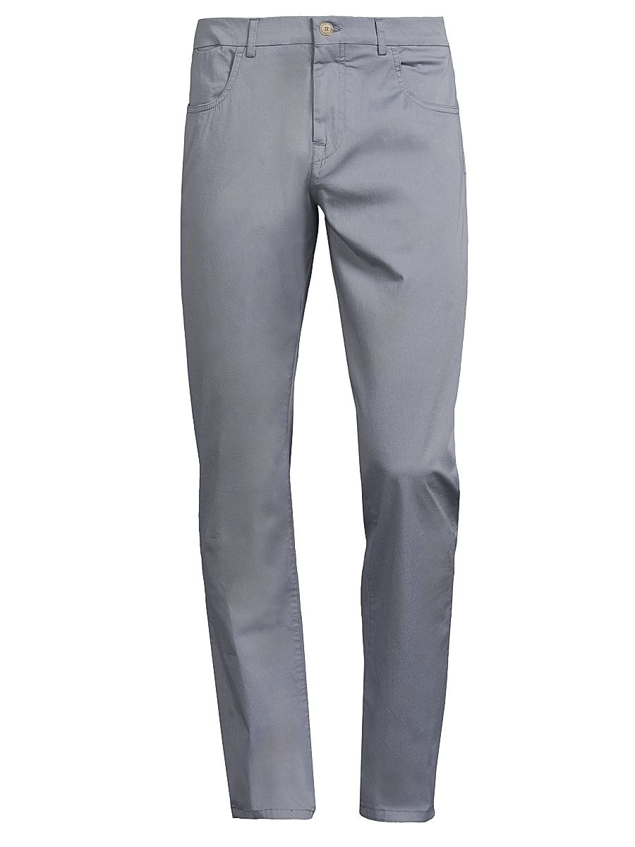 Men's Stretch-Cotton Five-Pocket Trousers - Light Blue - Size 40