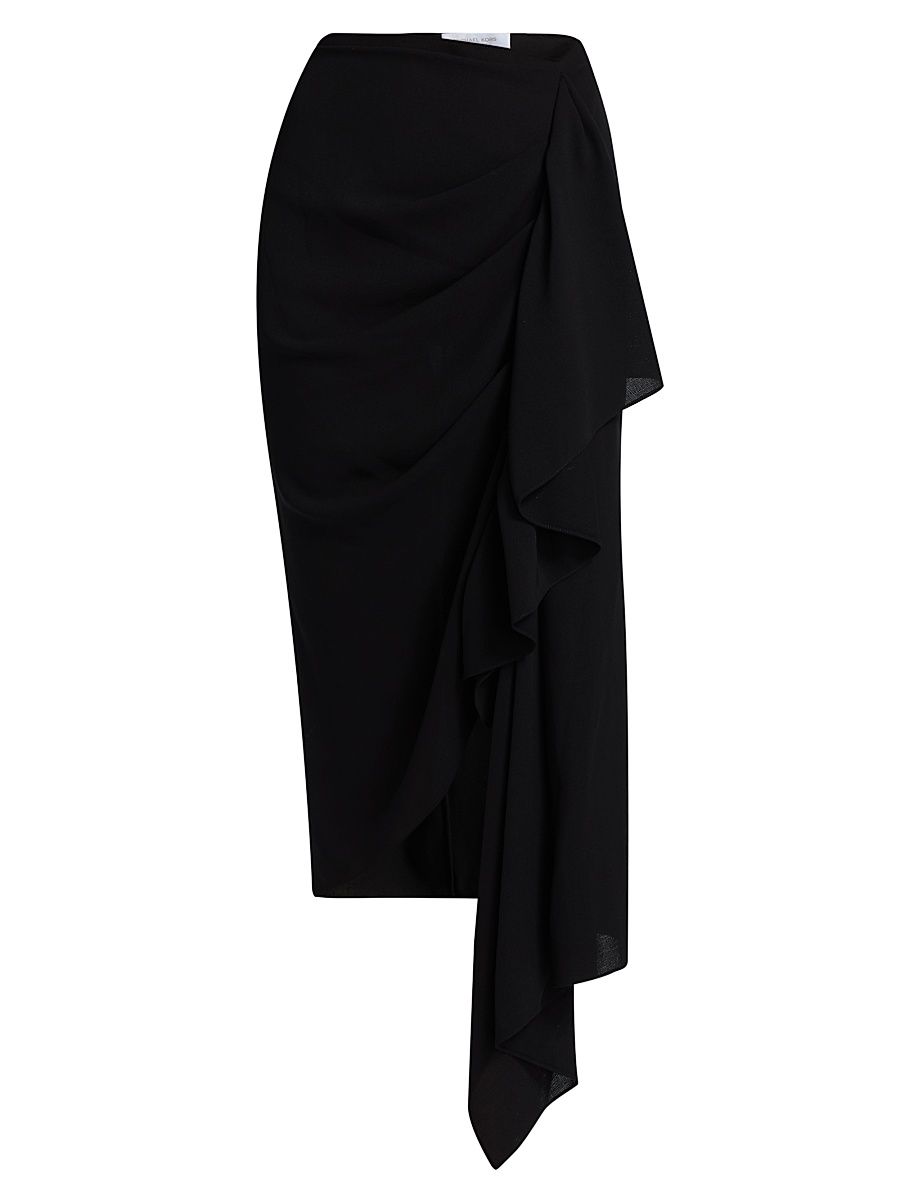 Women's Cascade Virgin Wool Midi-Skirt - Black - Size 0