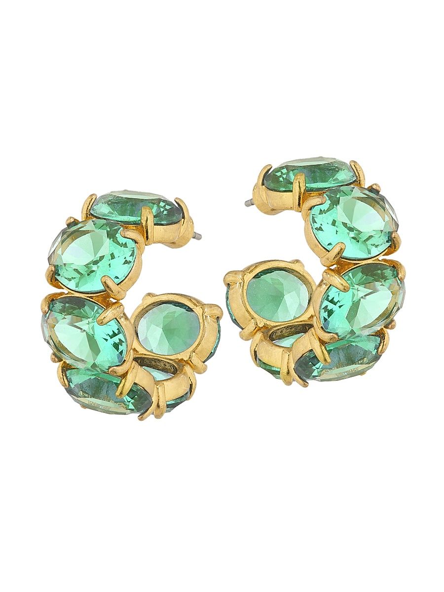 Women's Gem Palace Royals Goldtone & Glass Stone Hoop Earrings - Mint