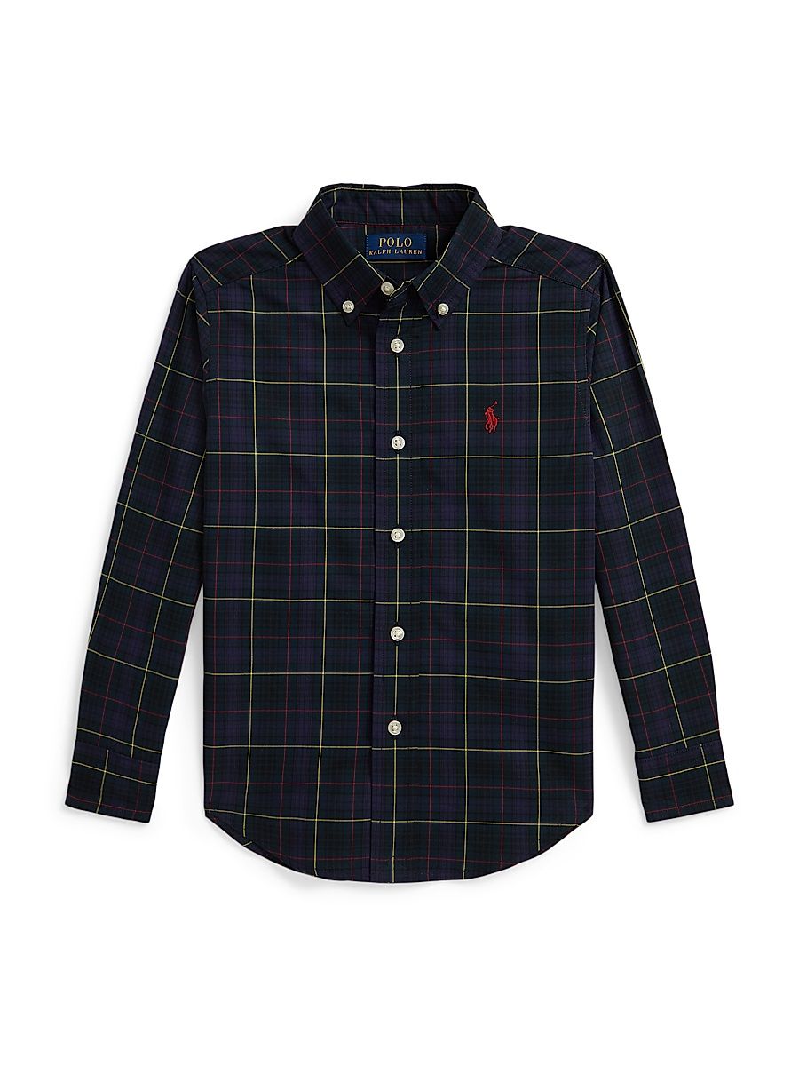 Little Boy's & Boy's Classic Collared Sport Shirt - Navy Gold Multi - Size 7