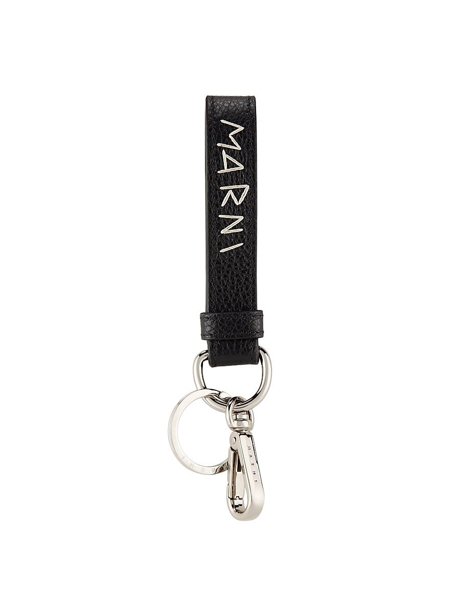 Men's Leather Loop Key Ring - Black