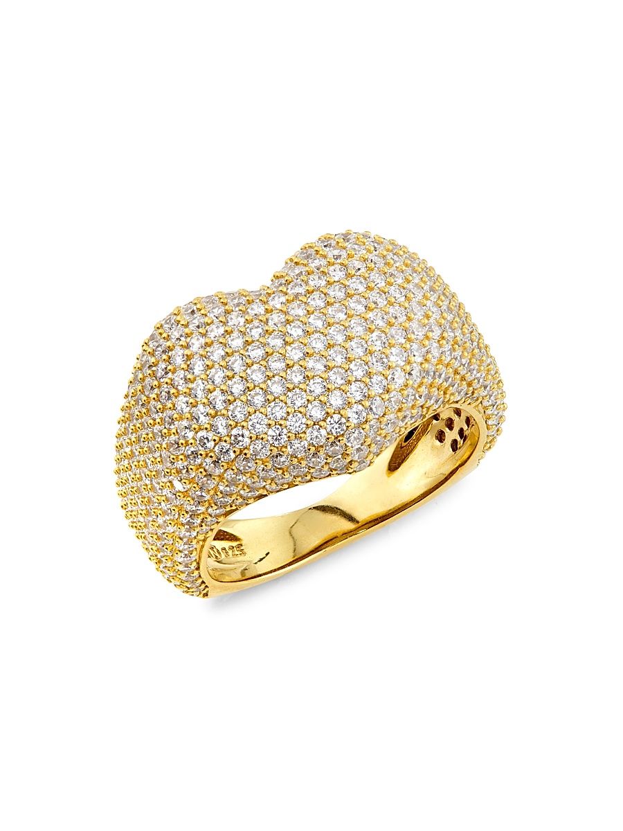 Women's Puffy Heart 18K Gold-Plated & Cubic Zirconia Ring - Gold - Size 7
