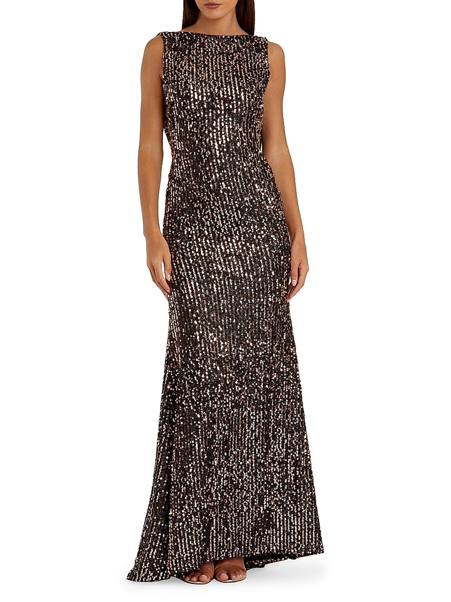 Women's Ieena 1 Sequined Cowlback Gown - Bronze - Size 2