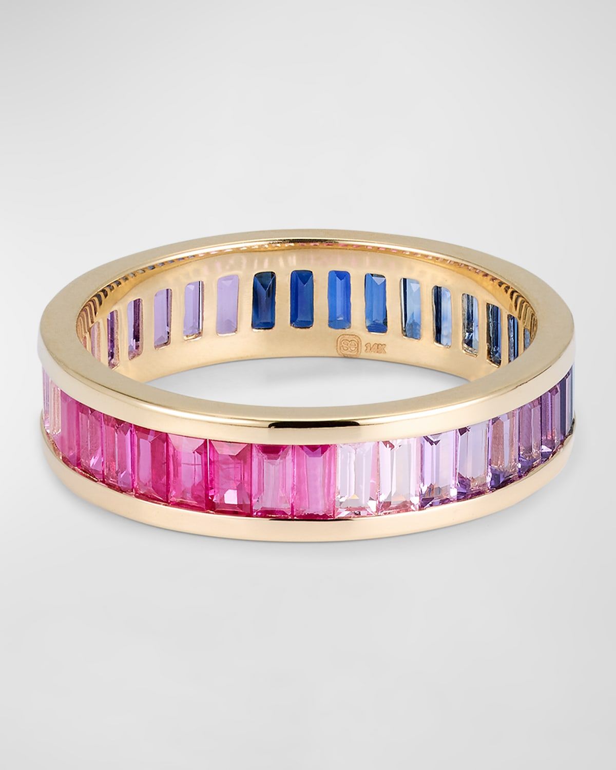 14K Gold and Gemstone Channel-Set Baguette Eternity Ring