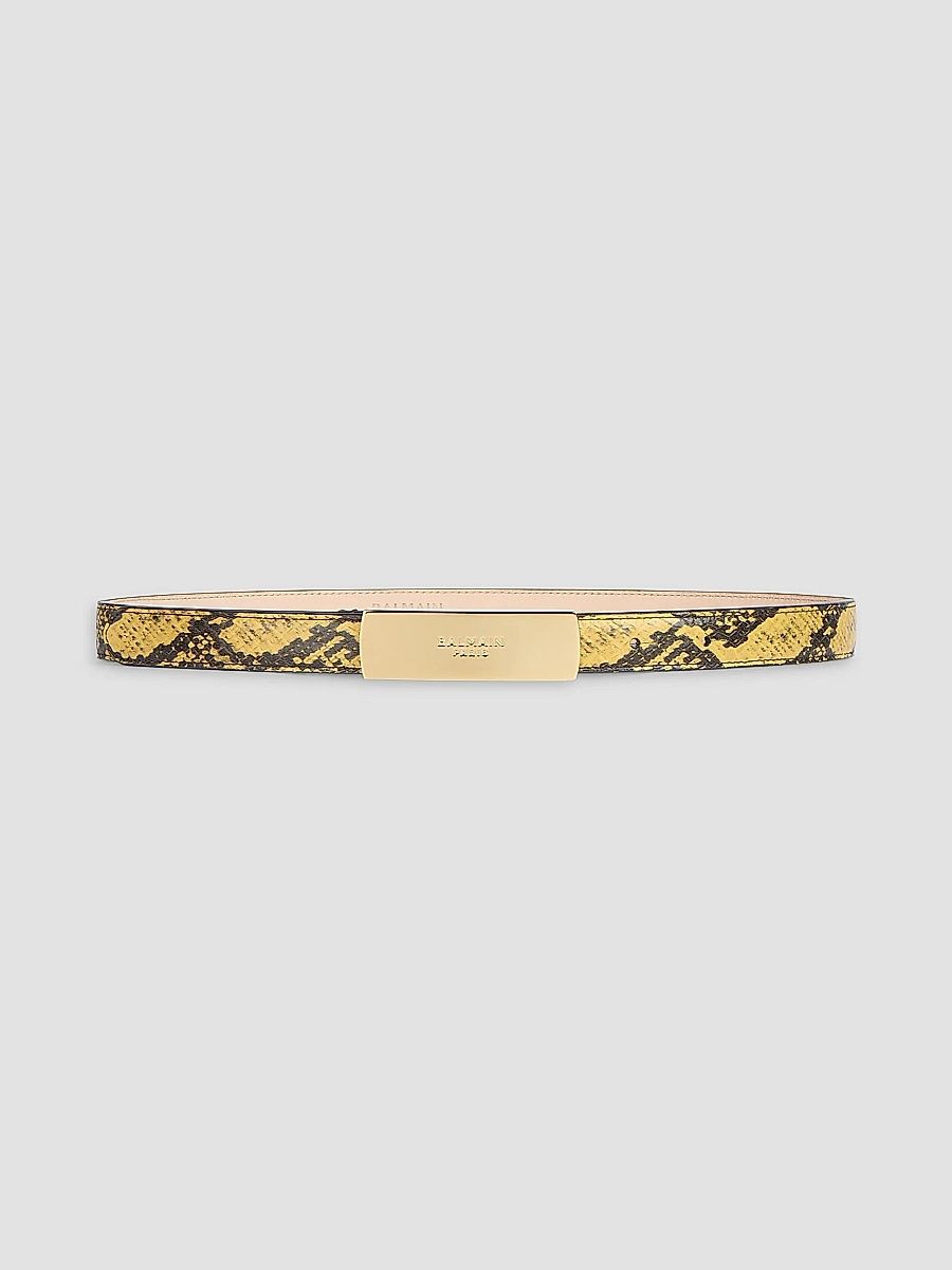 Balmain Women's Python-Embossed Leather Belt - Mimosa - Size Medium