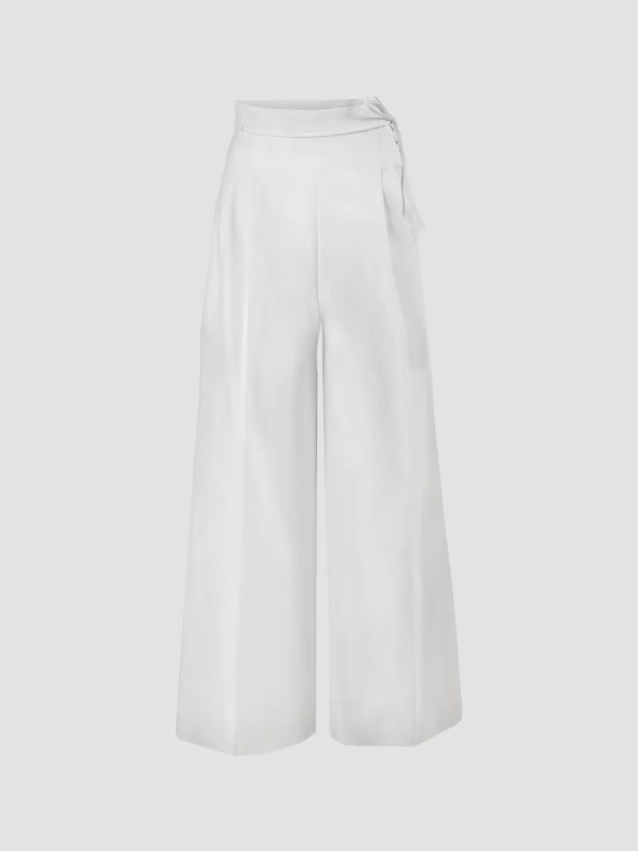 Carolina Herrera Women's Stretch Cotton High-Rise Wide-Leg Crop Pants - White - Size 12