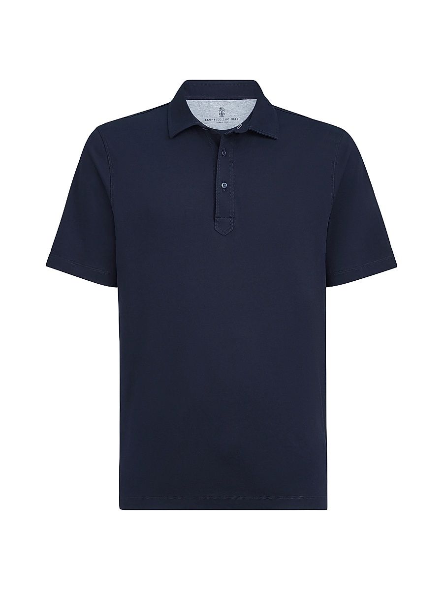 Men's Cotton Jersey Polo with Shirt Style Collar - Navy Blue - Size XXXXL