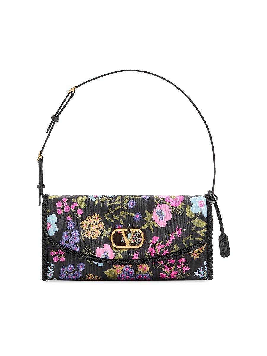Women's DeVain Small Shoulder Bag in Moiré Papier Floral Fabric - Multicolored