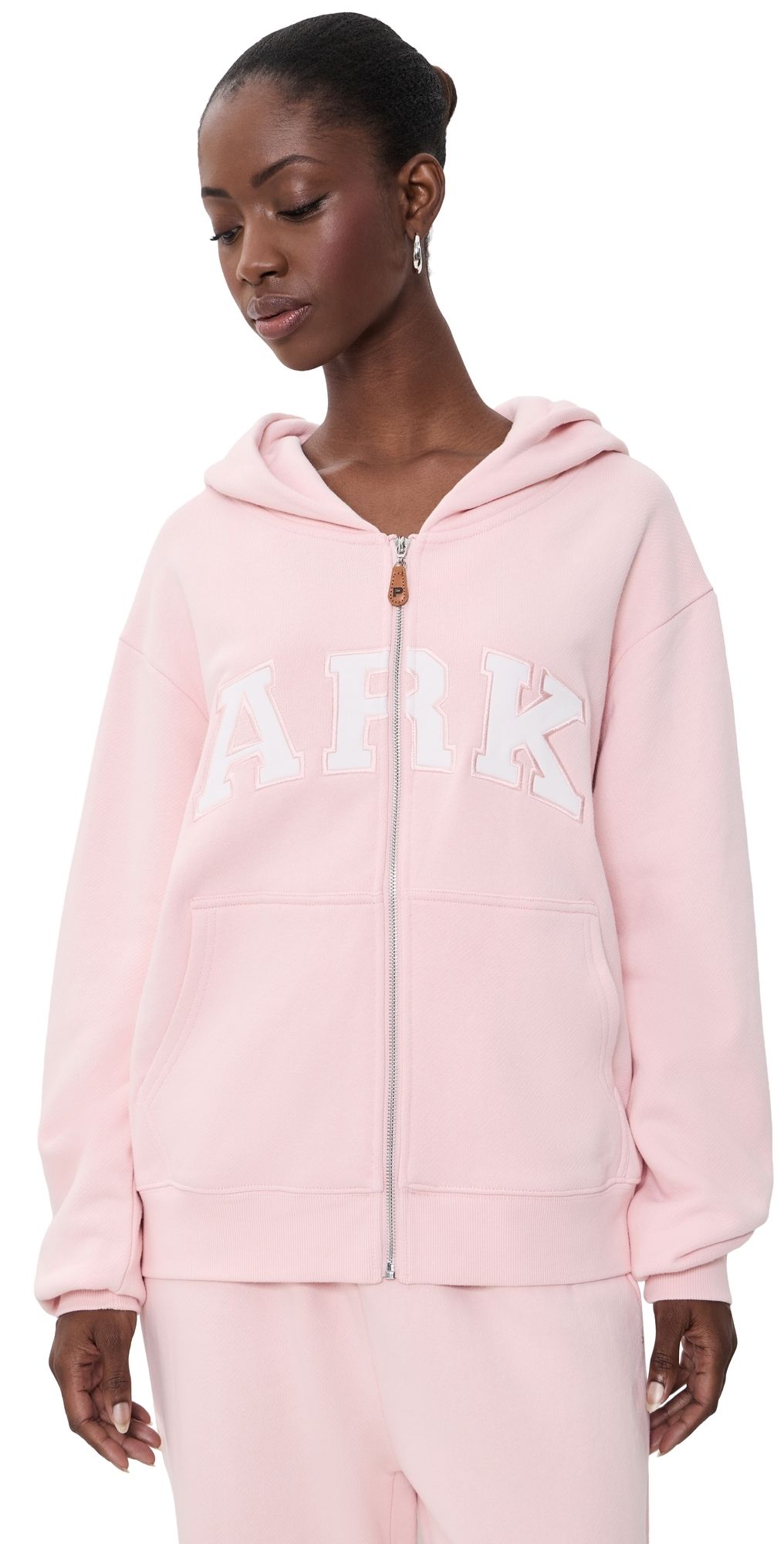 PARKE Zip-up Varsity Hoodie Rose S/M