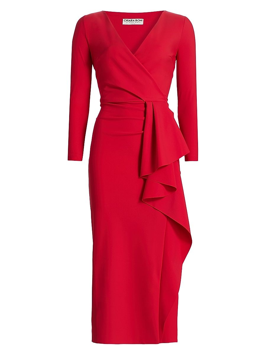 Women's Sayon Gathered Stretch-Jersey Cocktail Dress - Passion - Size 8