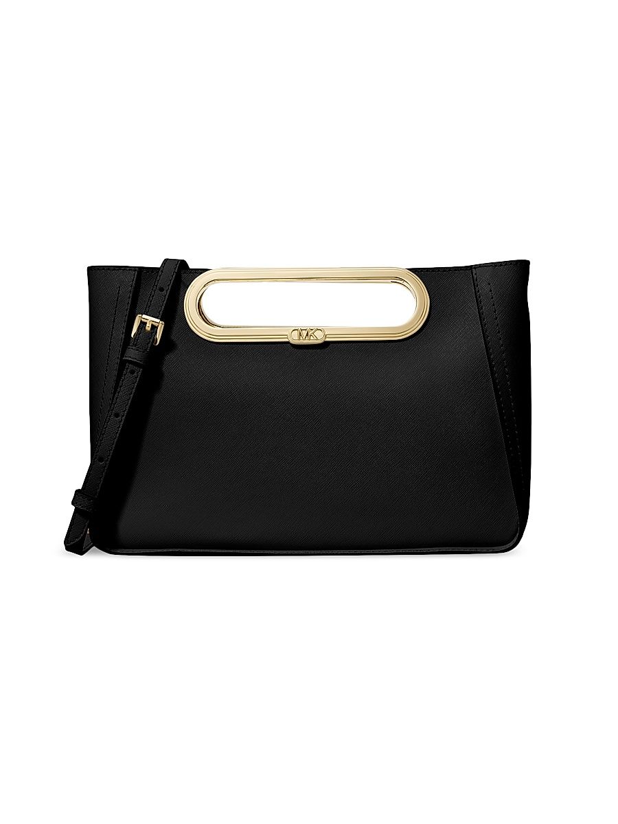 Women's Large Chelsea Leather Convertible Clutch - Black