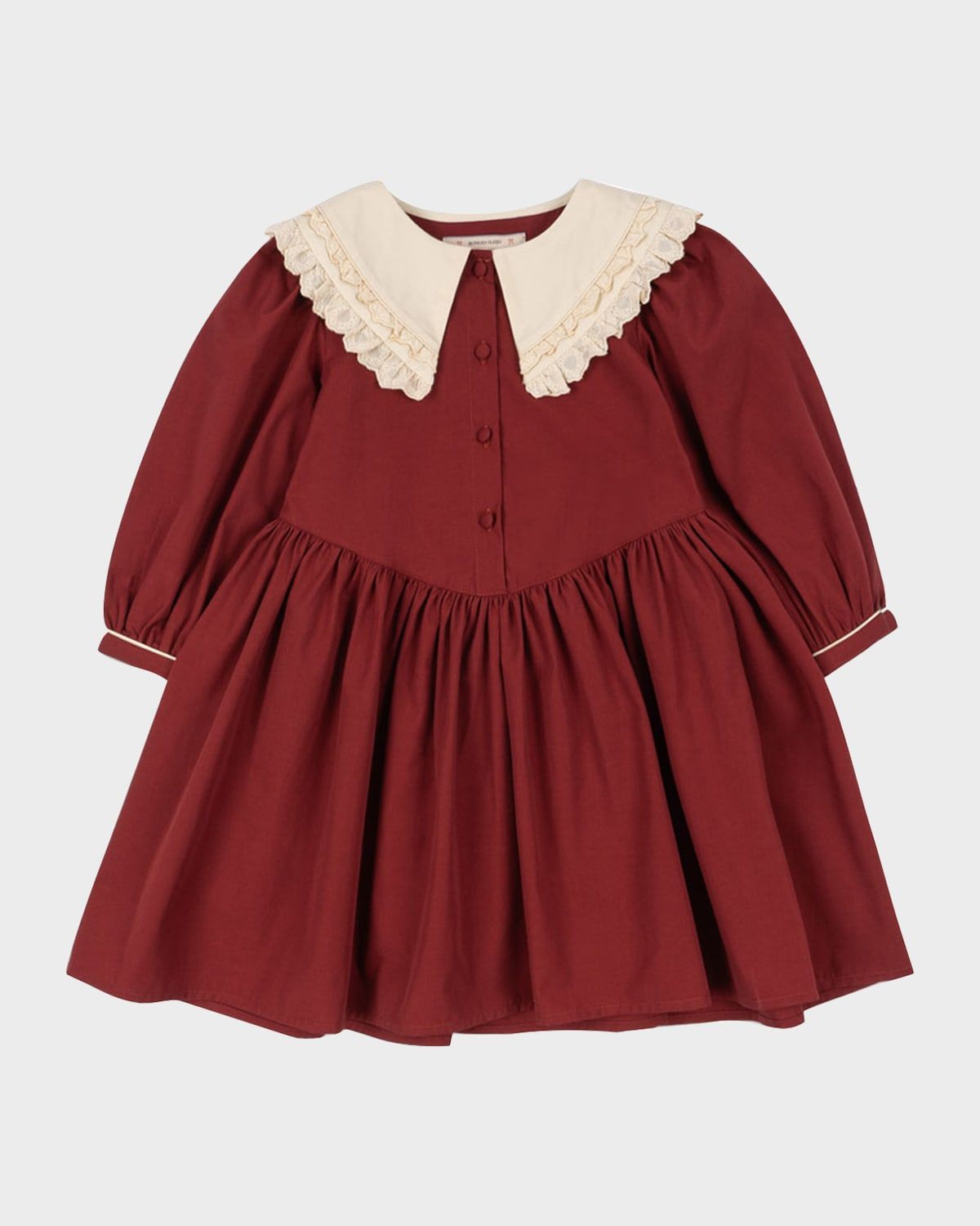 Girl & apos;s Lace-Collar Organic Cotton Dress, Size 18M-10