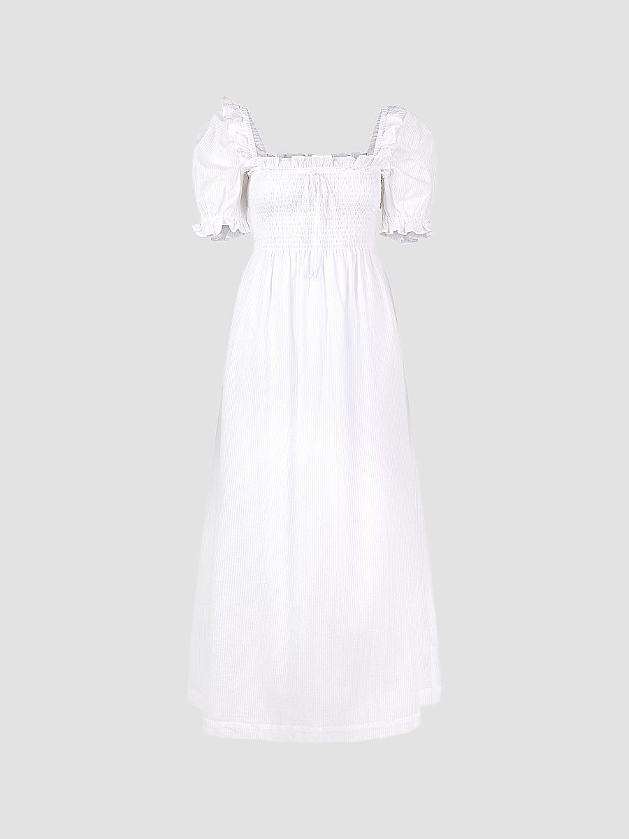 Women's The Scarlett Nap Dress - White Shadow Stripe - Size XXXXL