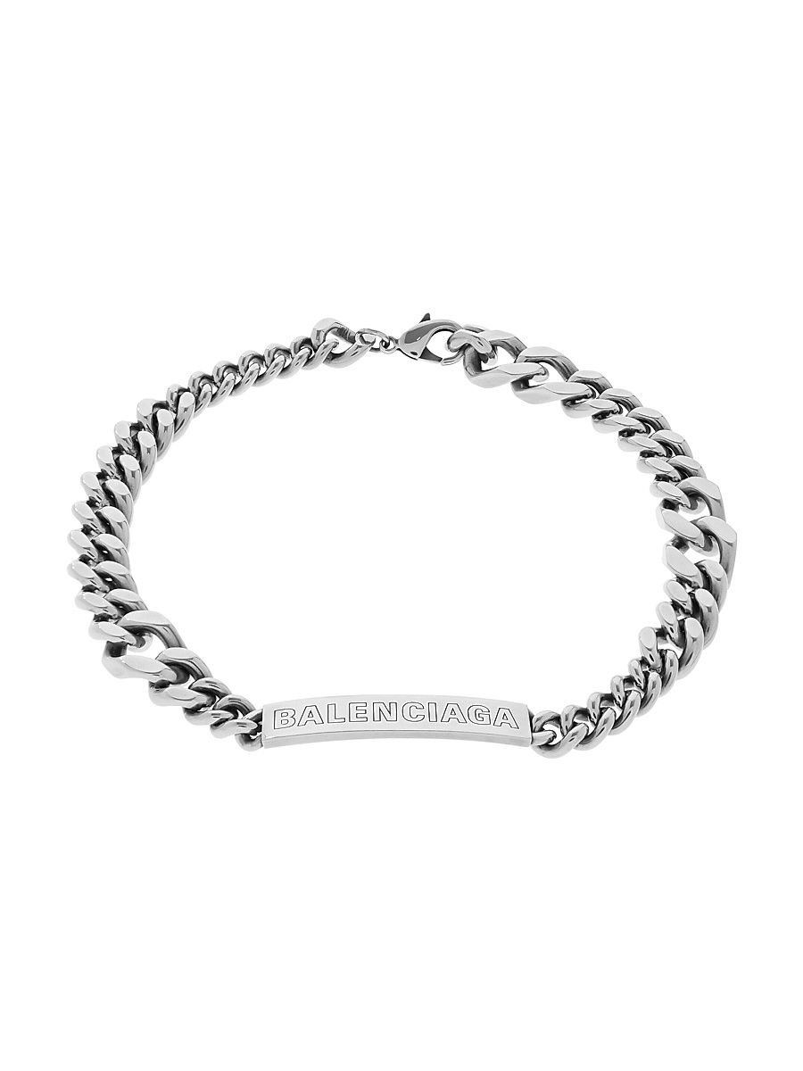 Men's Plate Twist Necklace - Antique Silver - Size Large