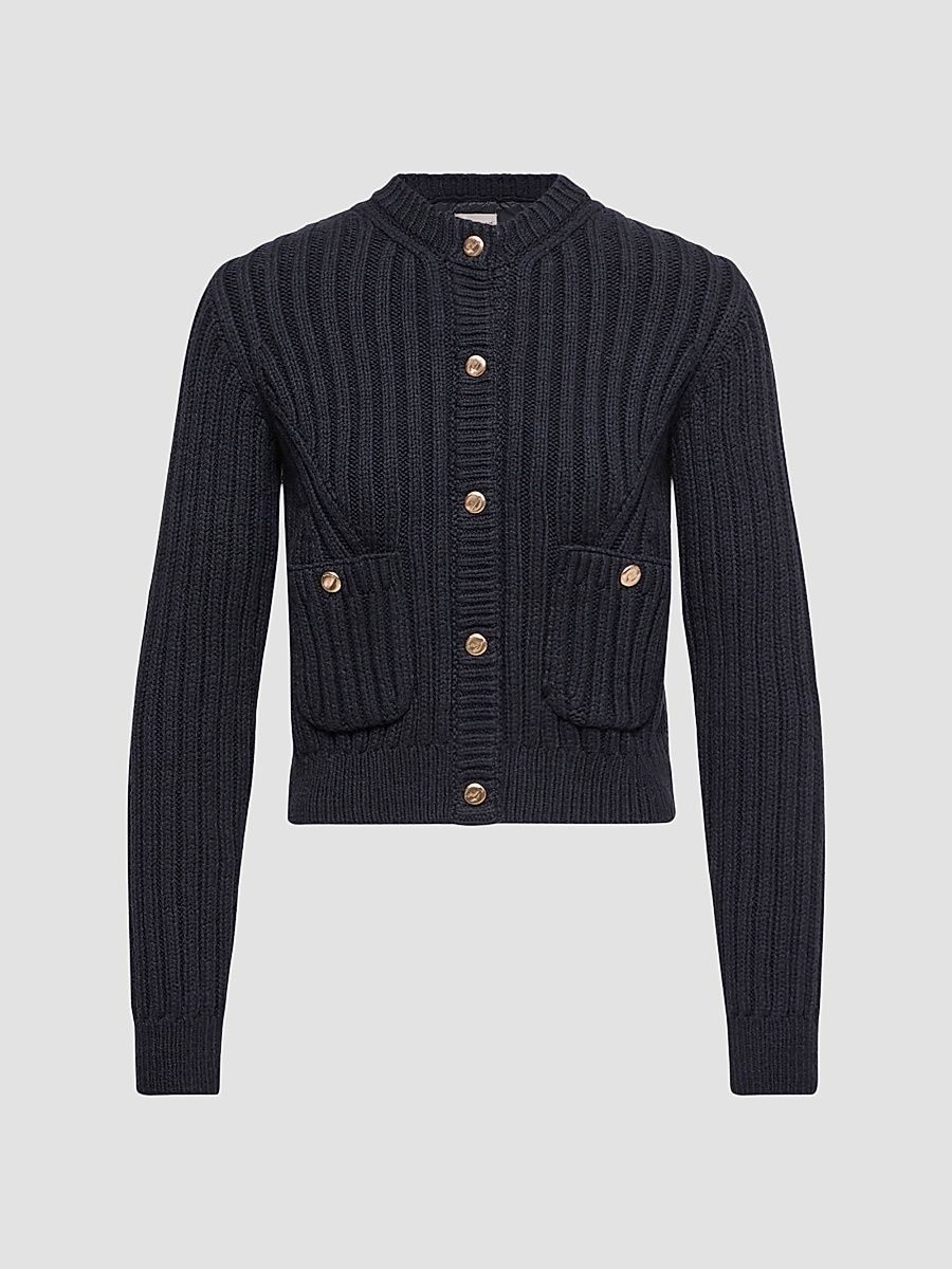 Women's Down-Filled Cardigan in Cotton - Dark Blue - Size XS