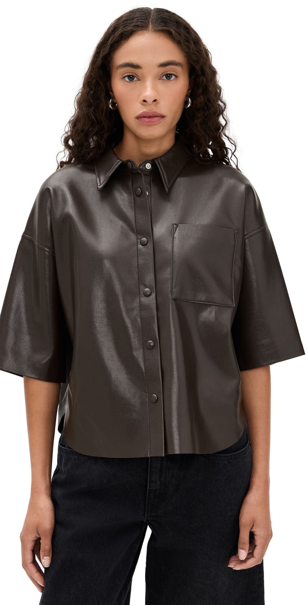 Citizens of Humanity Frances Cropped Caped Button Up Chocolate L