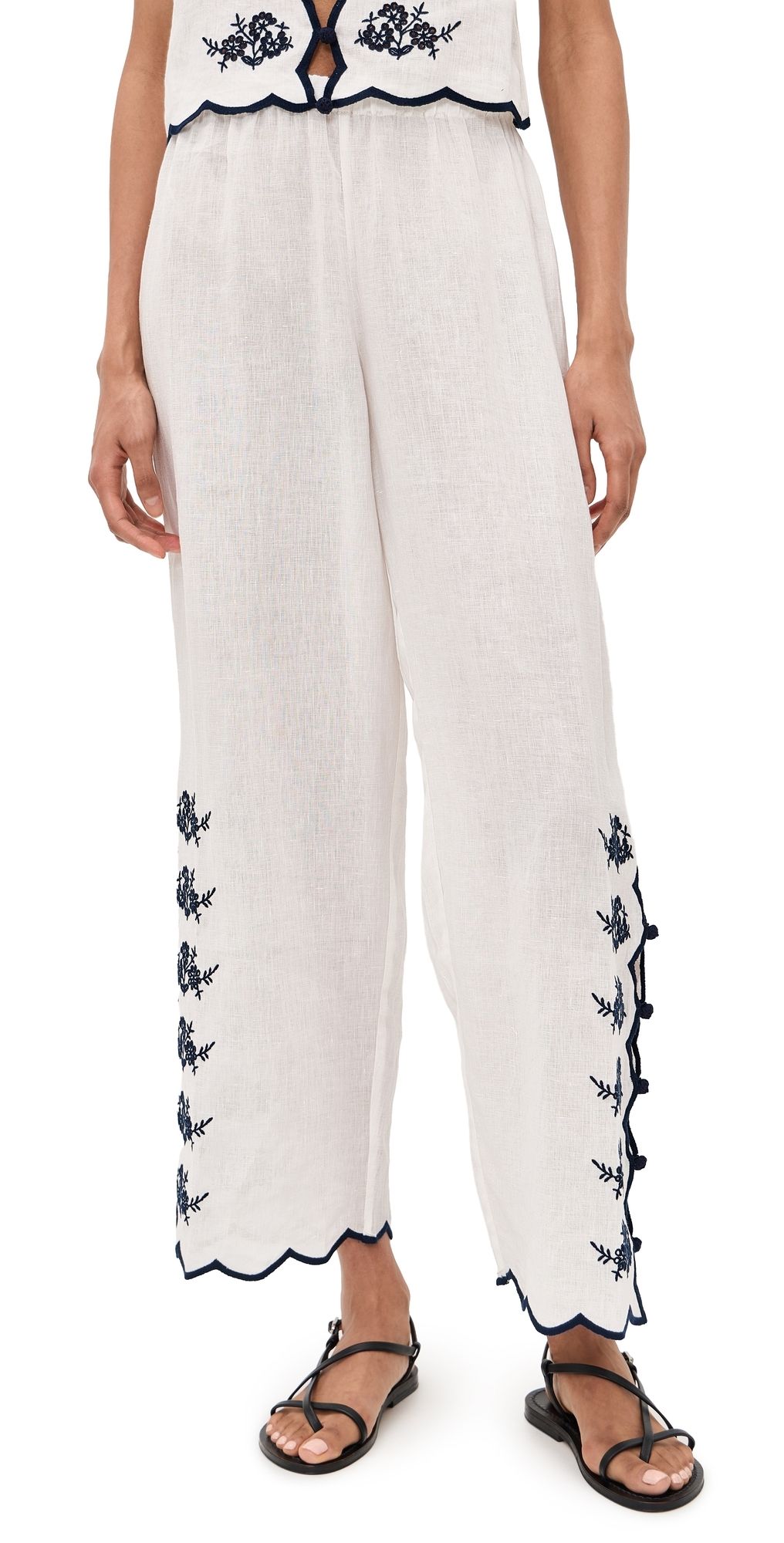 CAMI NYC Madrid Embroidered Linen Pants Macadamia XL