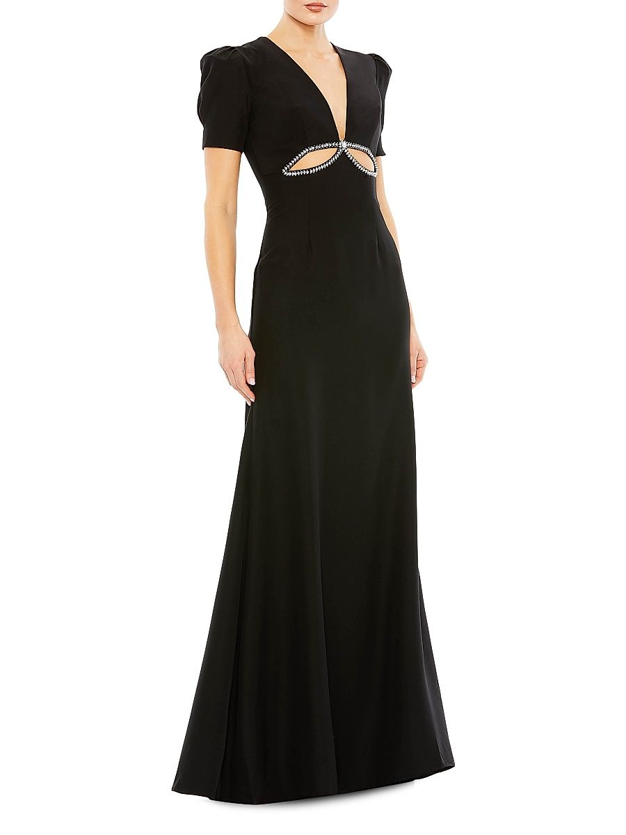 Women's leena Rhinestone Cutout Sheath Gown - Black - Size 8
