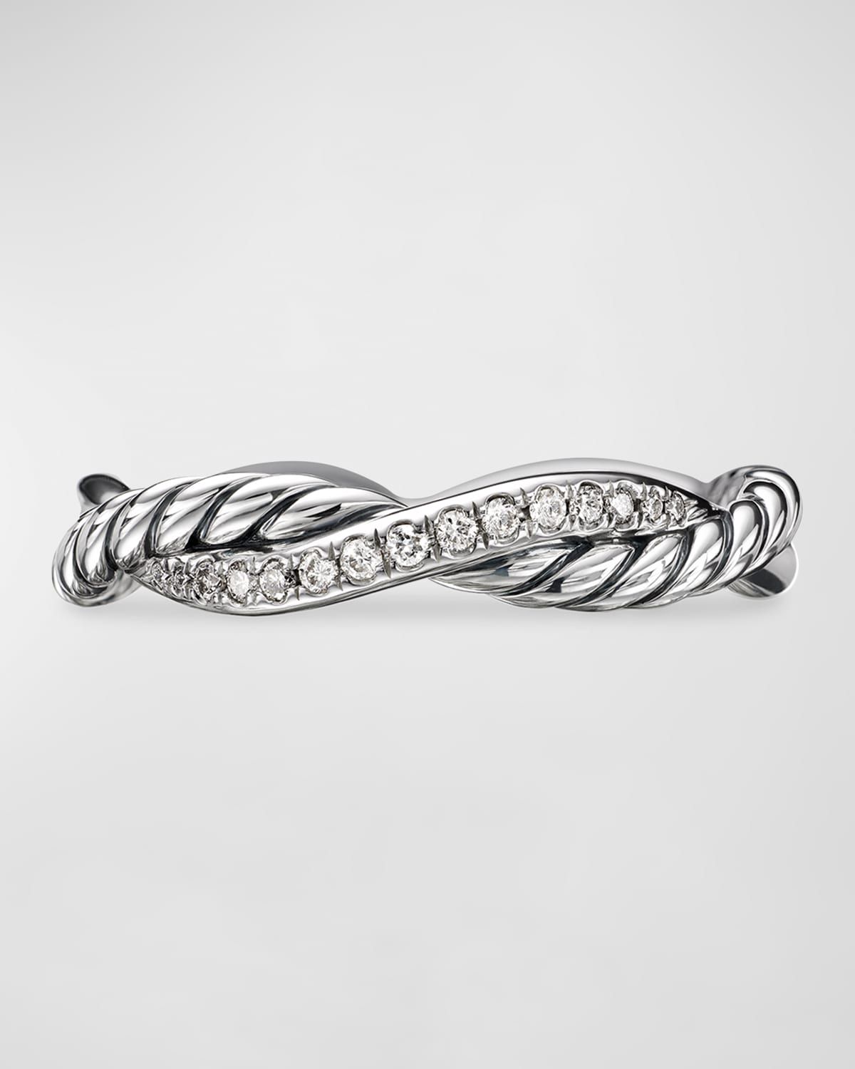 Petite Infinity Twisted Ring with Pave Diamonds