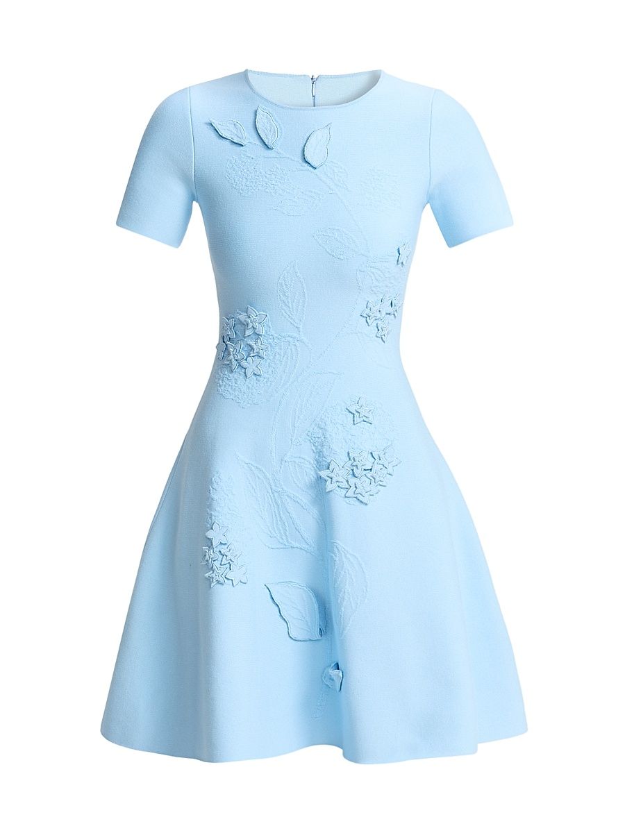 Women's Porcelain Flower Embroidered Minidress - Cerulean - Size XL