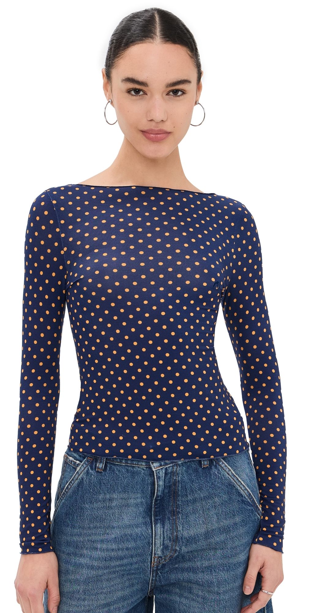 Miaou Amelia Top Blue Polka Dots M