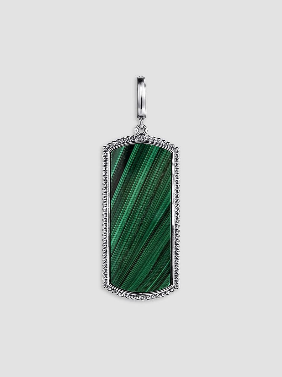 Gabriel & Co Women's Bujukan Sterling Silver & Malachite Dog Tag Pendant - Sterling Silver