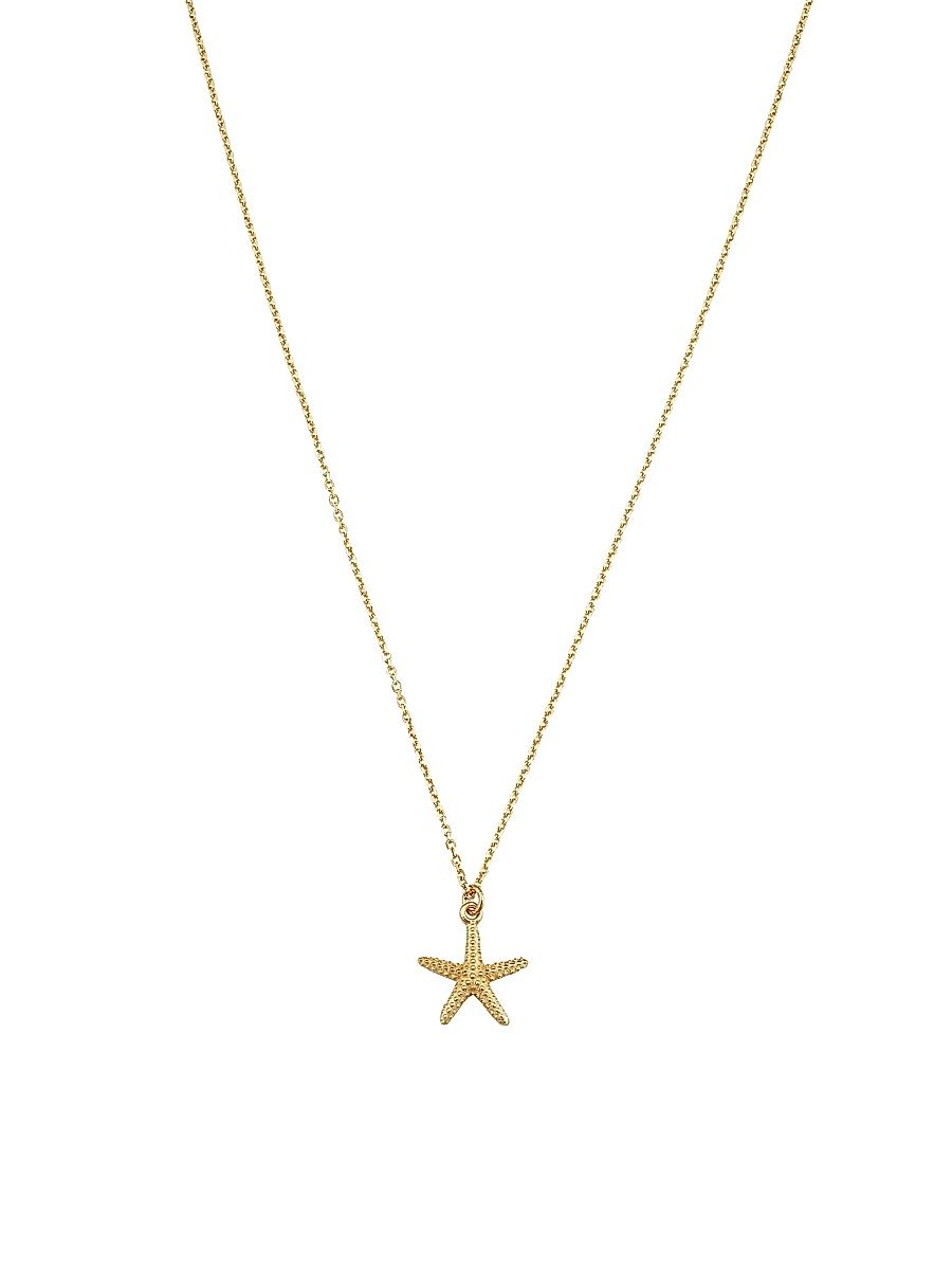 Women's 14K Yellow Solid Gold Starfish Pendant Necklace - Yellow Gold