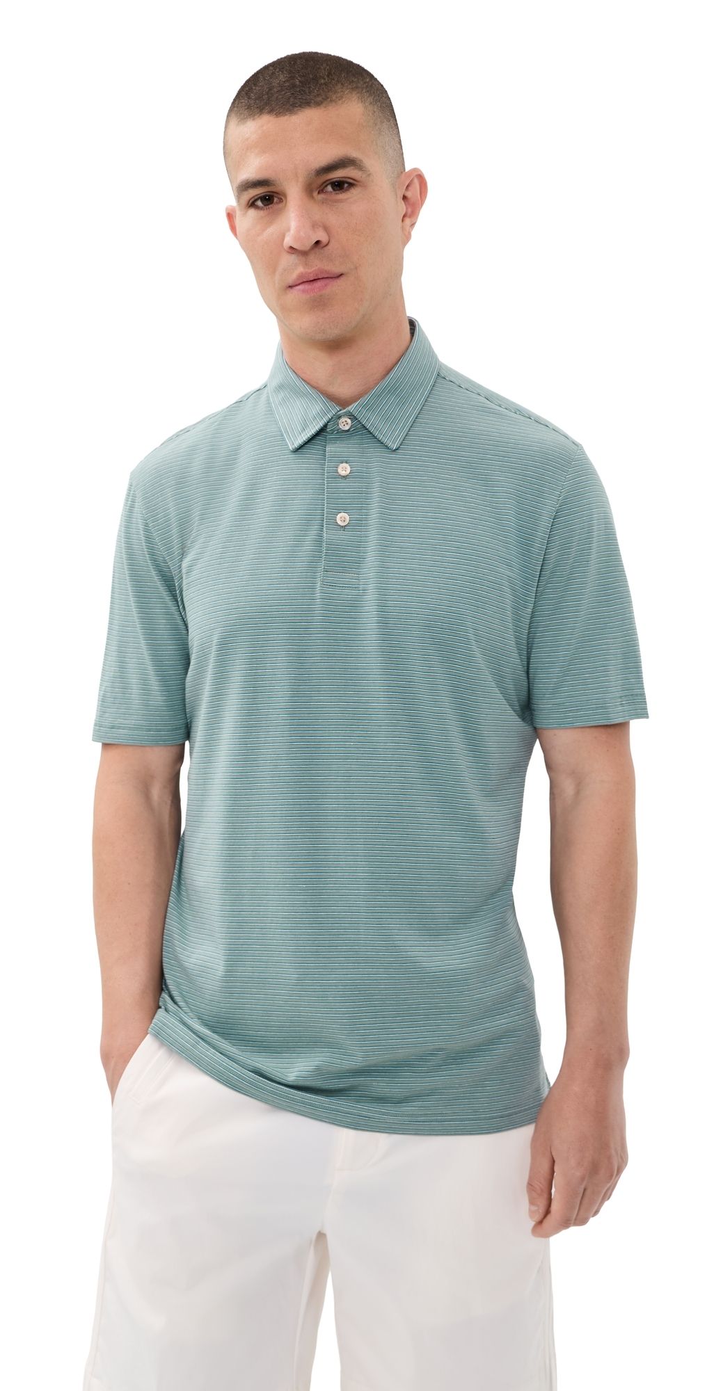Faherty Movement Polo Aspen River Stripe L