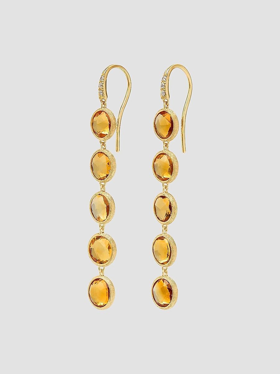 Marco Bicego Women's Jaipur Color 18K Yellow Gold, Citrine & 0.03 TCW Diamond Drop Earrings - Yellow Gold