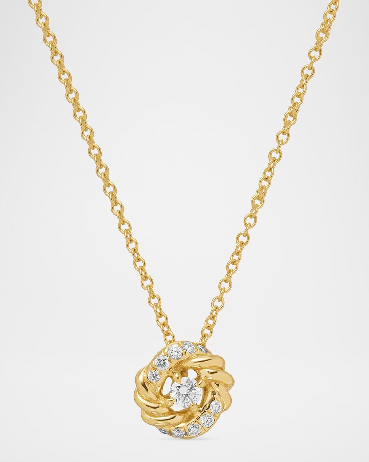 Petite Infinity Pendant Necklace with Diamonds in 18K Gold, 8mm