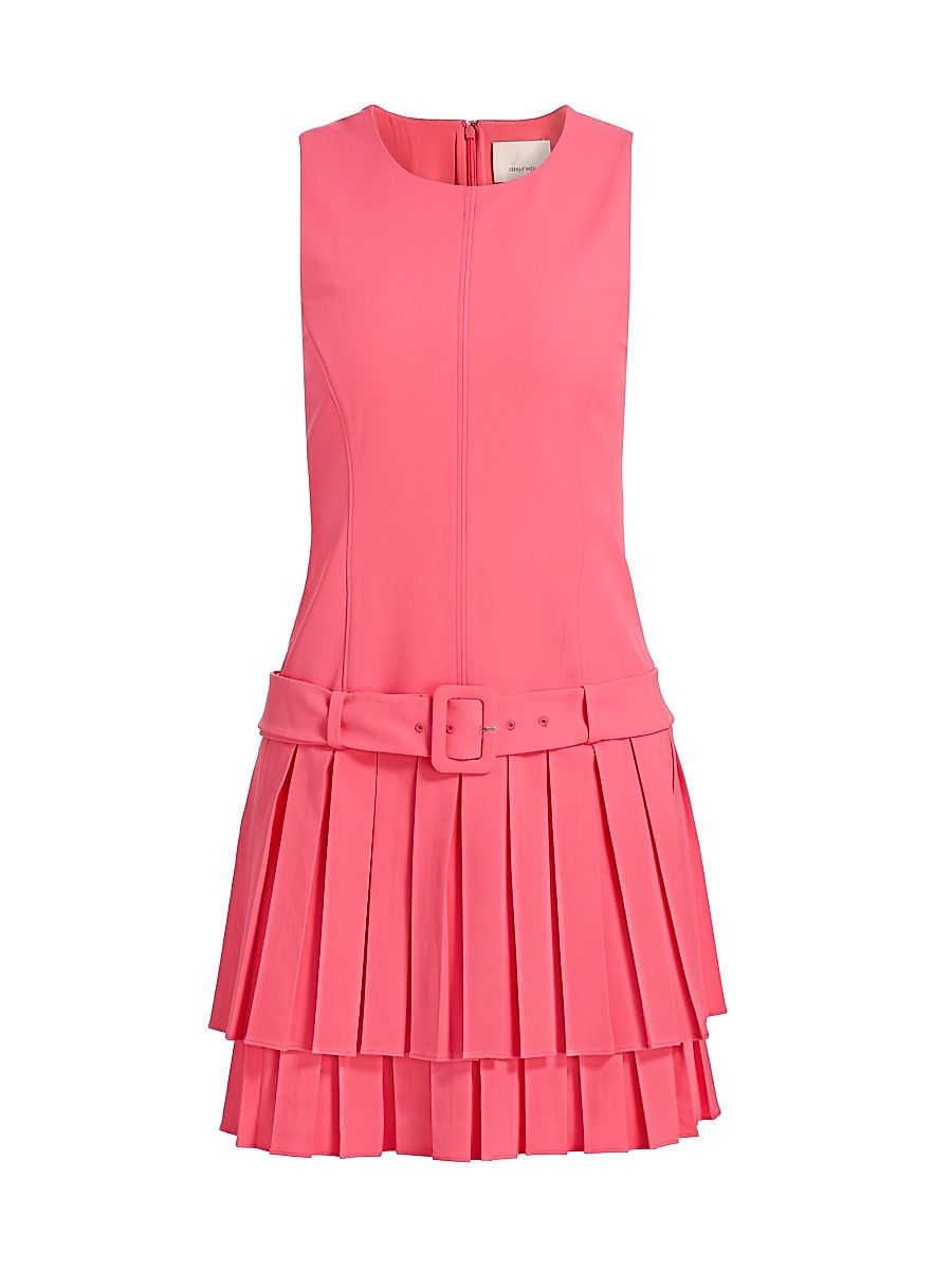Women's Reena Drop Waist Pleated Minidress - Sunset Blush - Size 12