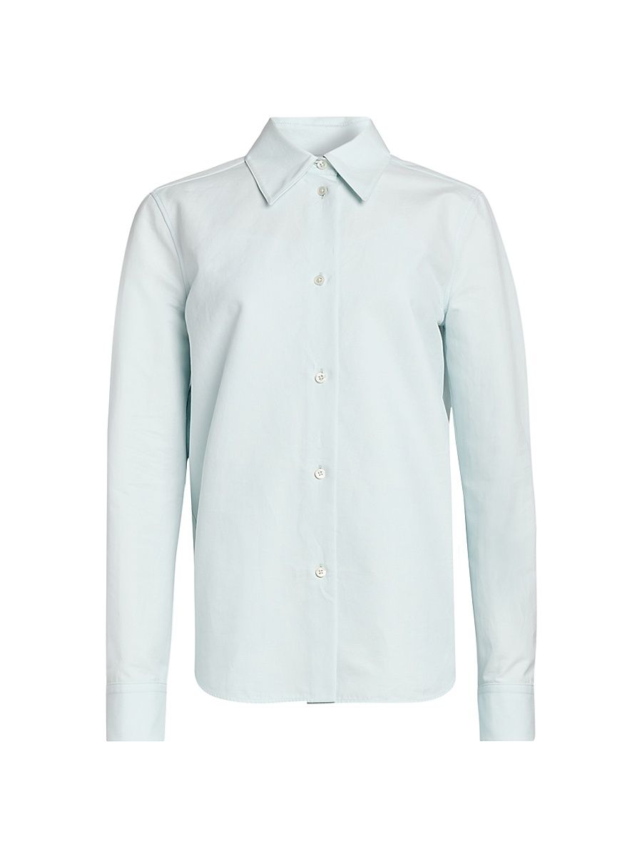 Women's Cotton Tailored-Fit Shirt - Sky - Size 10