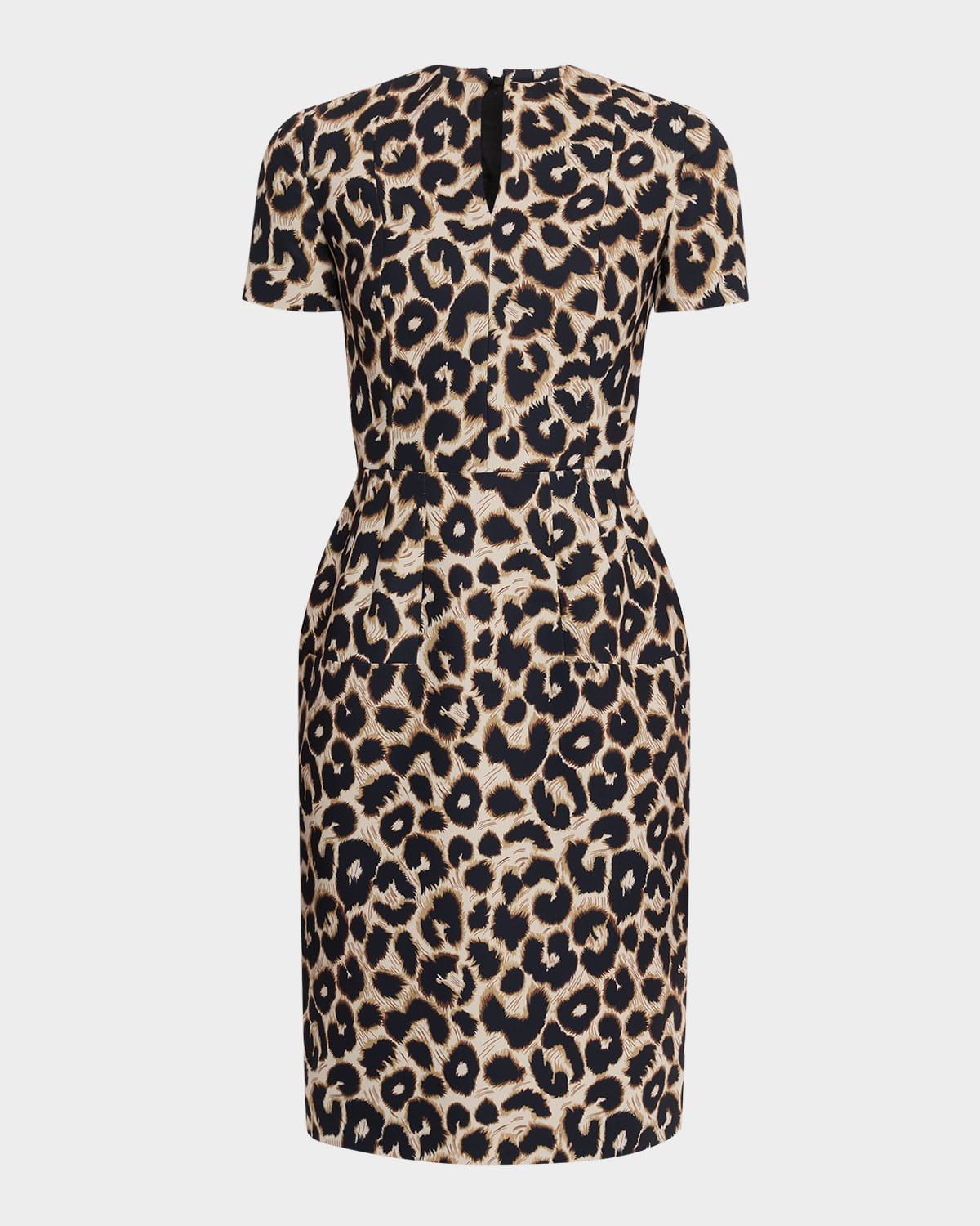 Leopard-Print Short-Sleeve Sheath Dress