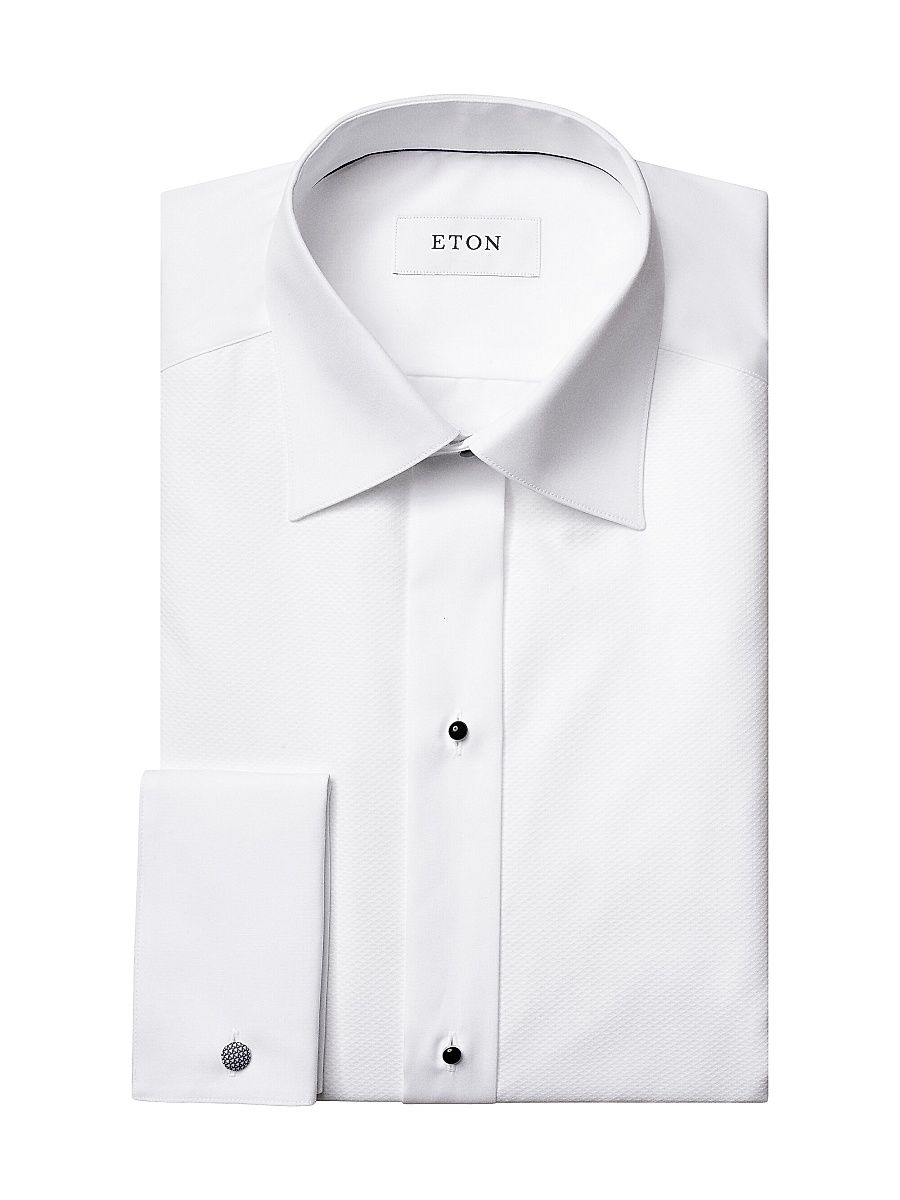 Men's Classic-Fit Piqué Formal Shirt - White - Size 17