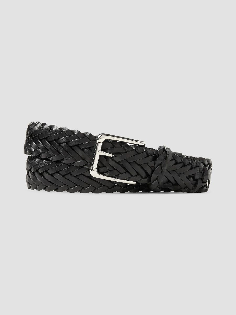 Ralph Lauren Purple Label Men's Braided Vachetta Leather Belt - Black - Size 38