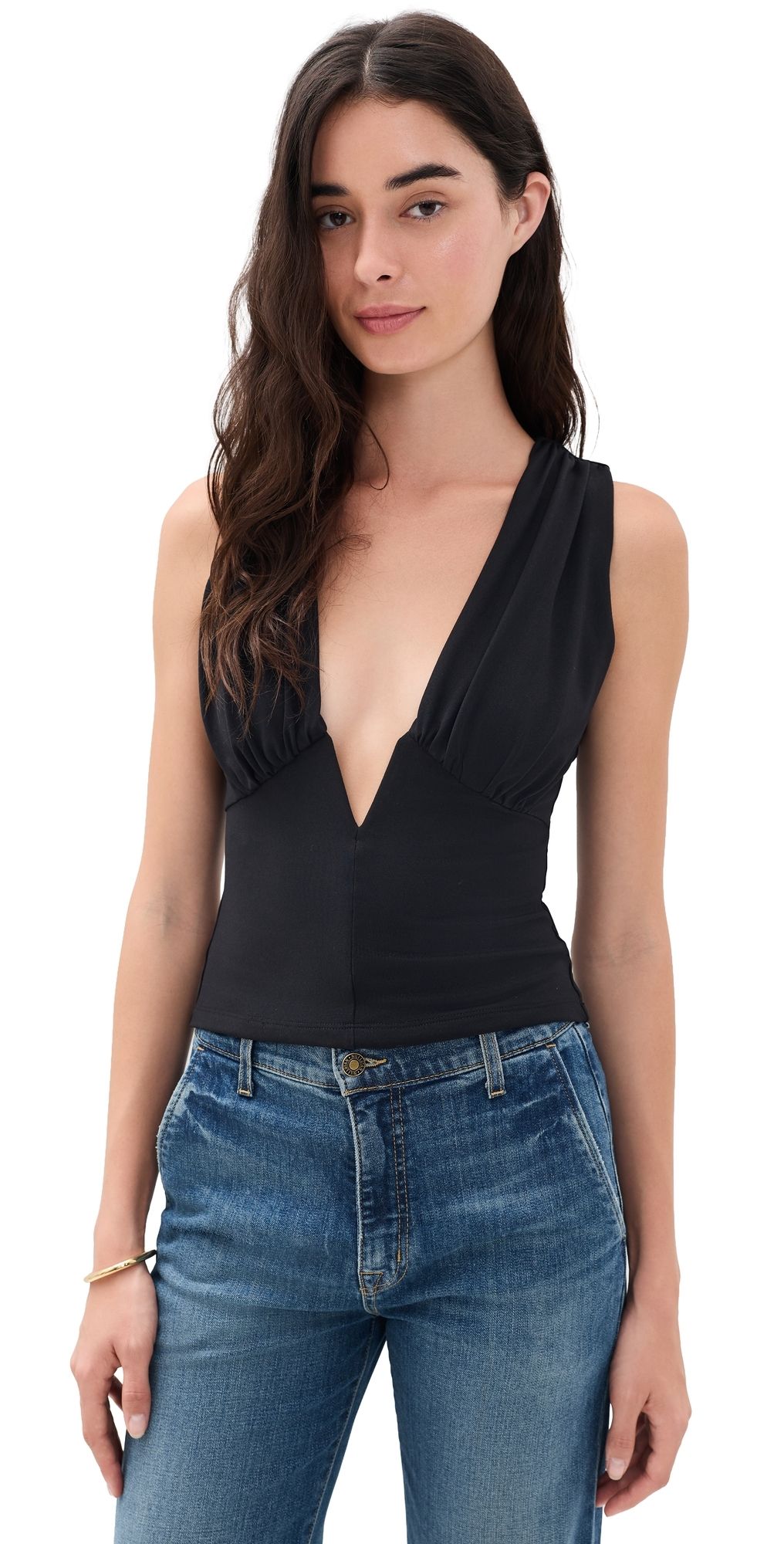 Susana Monaco Low V Wire Tank Black XS
