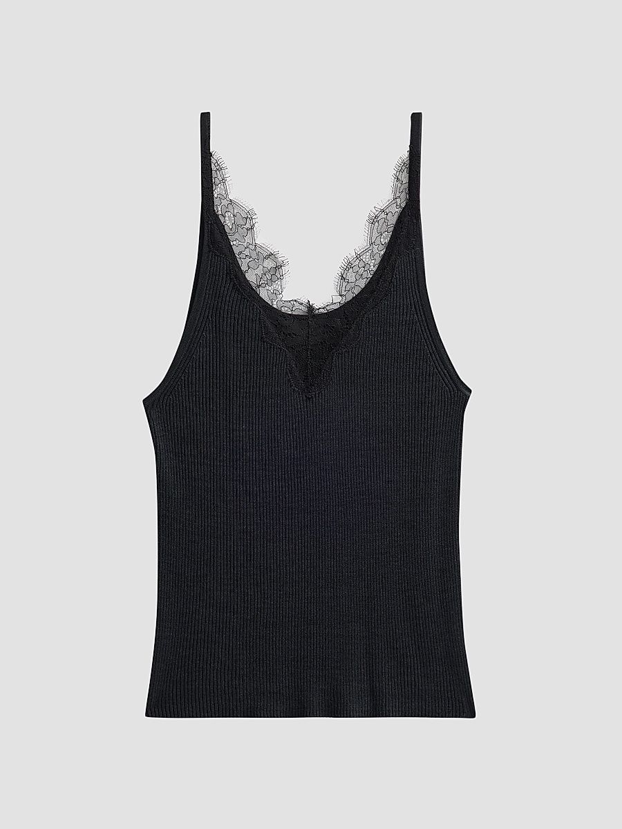 Women's Aronia Silk Sweater Tank - Black - Size XL