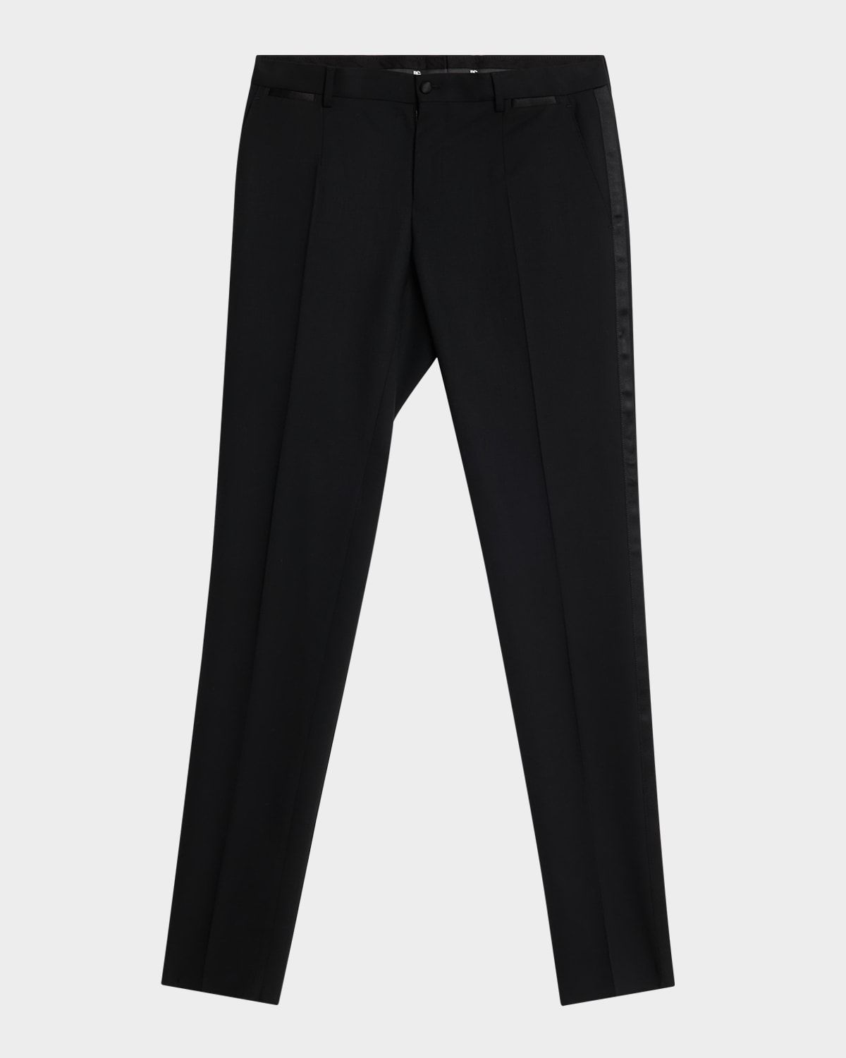 Men & apos;s Wool Silk-Trim Flat Front Trousers