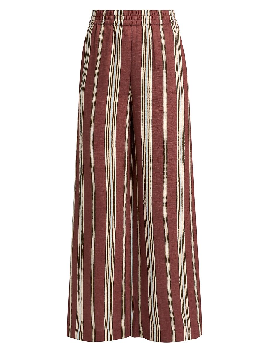 Women's Tyler Striped Linen-Blend Pants - Brunette Multi - Size XL