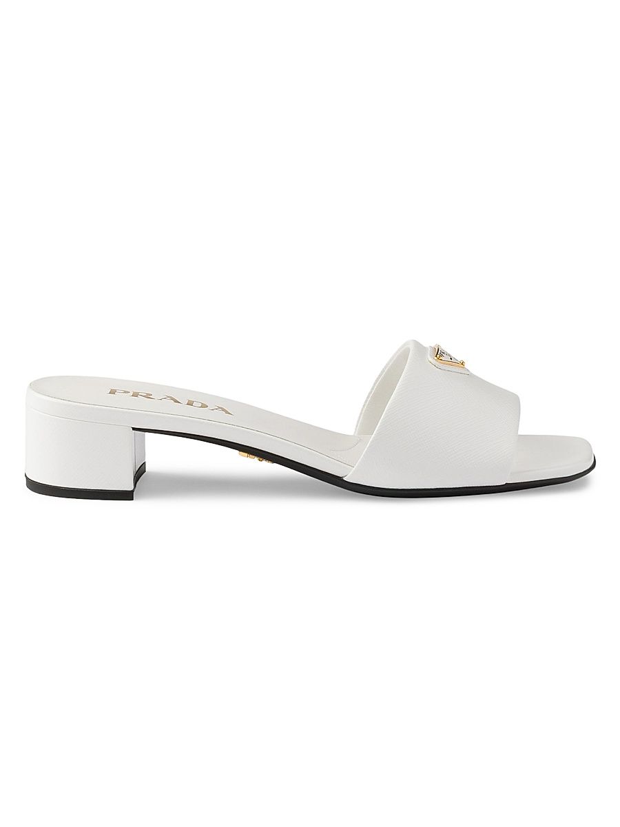 Women's Saffiano Leather Sandals - White - Size 7.5