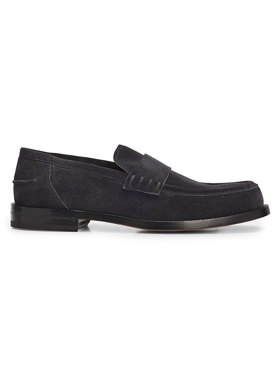 Men's Preppy 45MM Suede Penny Loafers - Carbon - Size 12