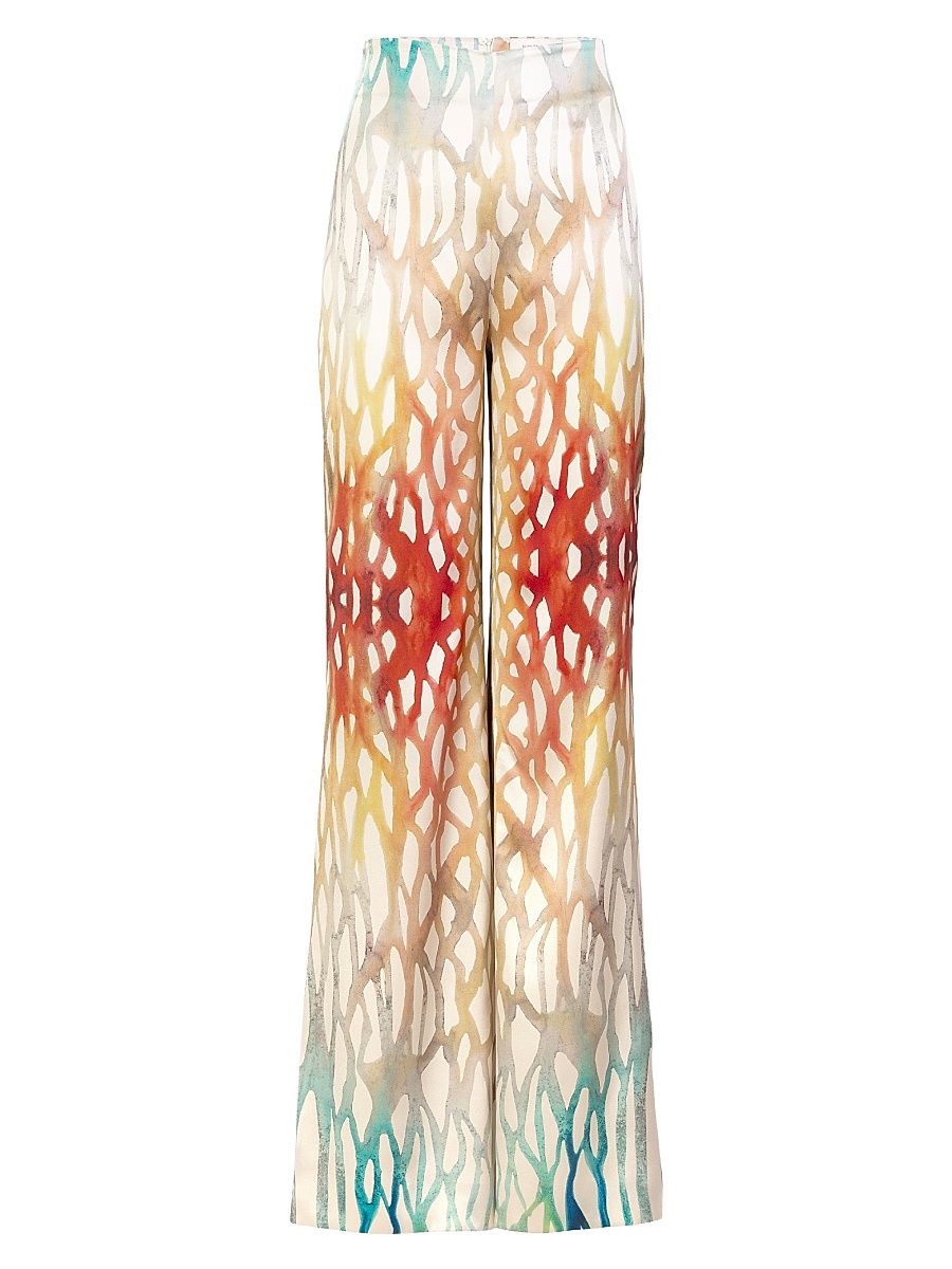 Women's Andi Silk Coral Pants - Coral Symphony - Size XL