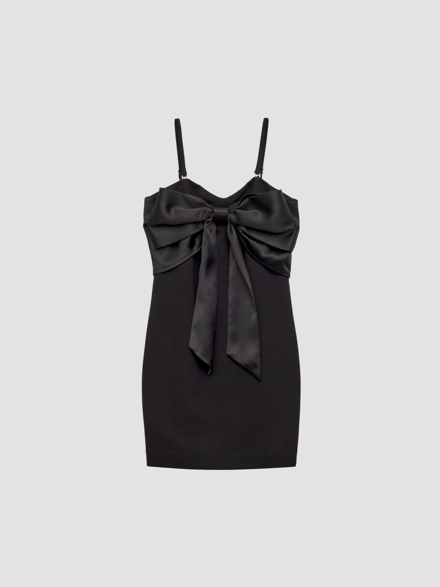 KatieJ NYC Girl's Girl's Shayla Satin Bow Sheath Dress - Black - Size 7