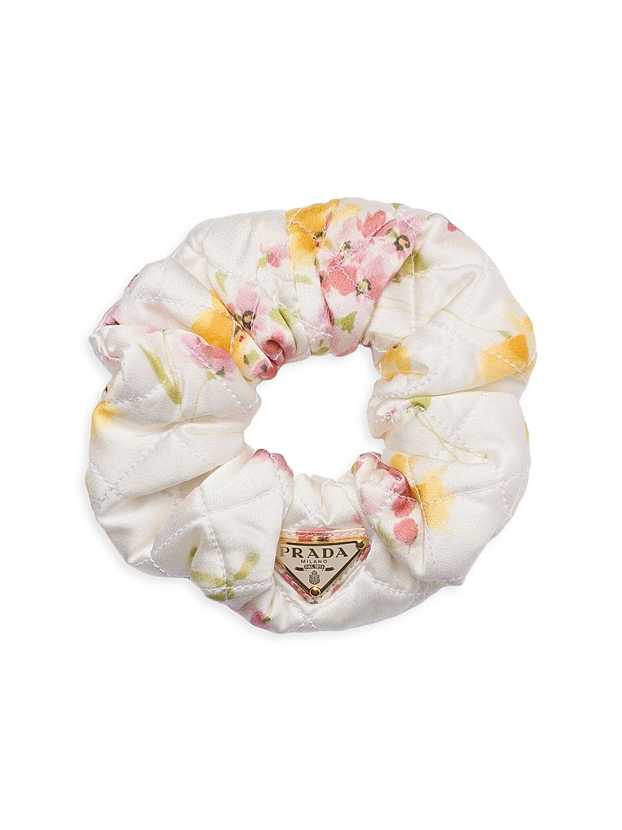 Women's Floral-Print Satin Scrunchie - Pink