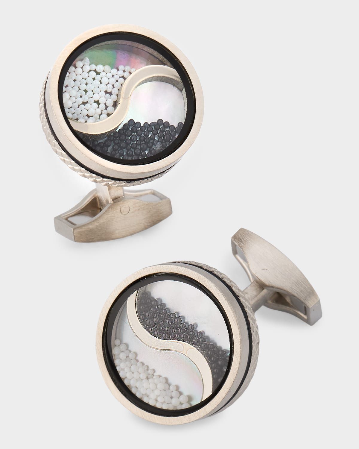 Men & apos;s Mother of Pearl Yin-Yang Caviar Bead Cufflinks