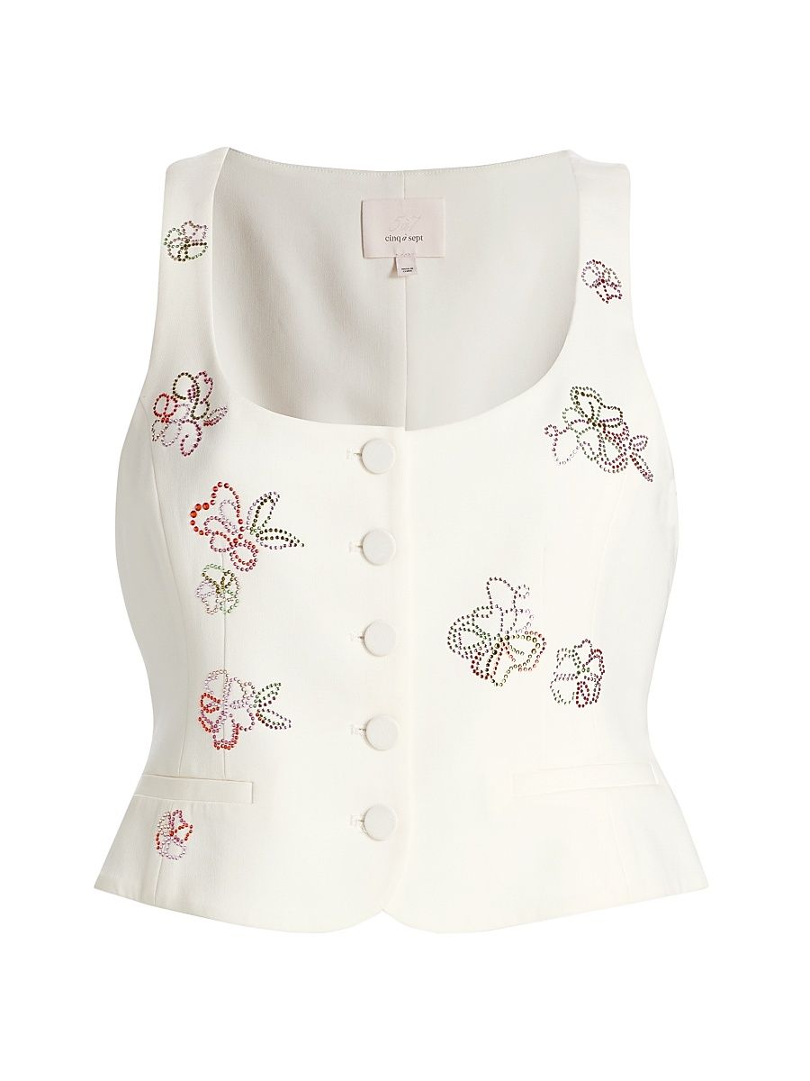 Women's Rowena Blooming Linework Top - Ivory Multi - Size XL