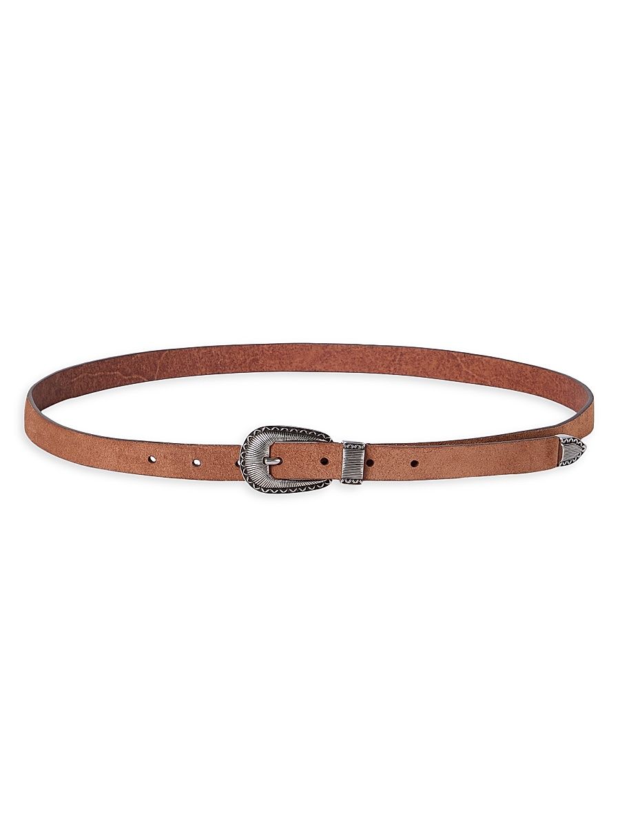 Men's Reversed Leather Belt with Tip - Rust Brown - Size 38