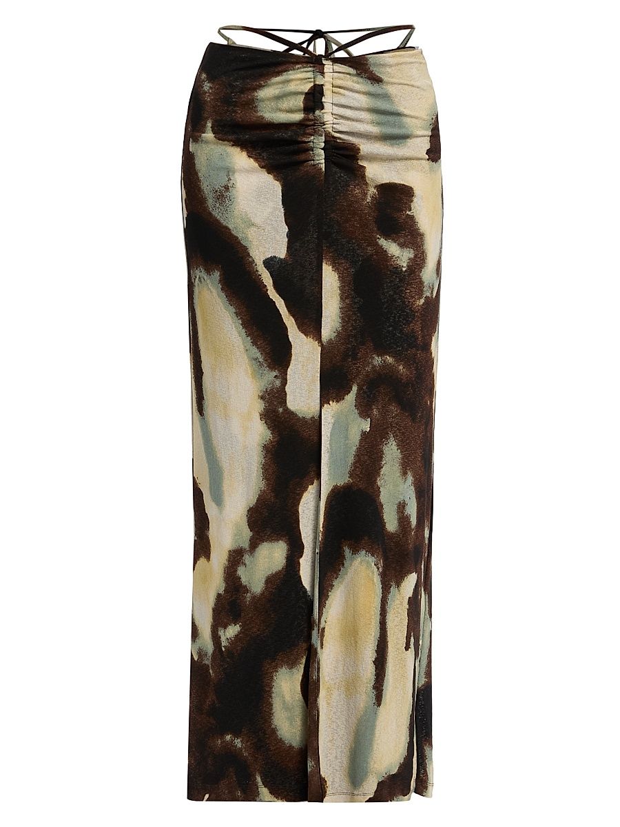 Women's Grow Cheyen Watercolor Mesh Jersey Maxi Skirt - Watercolor Sage - Size Medium